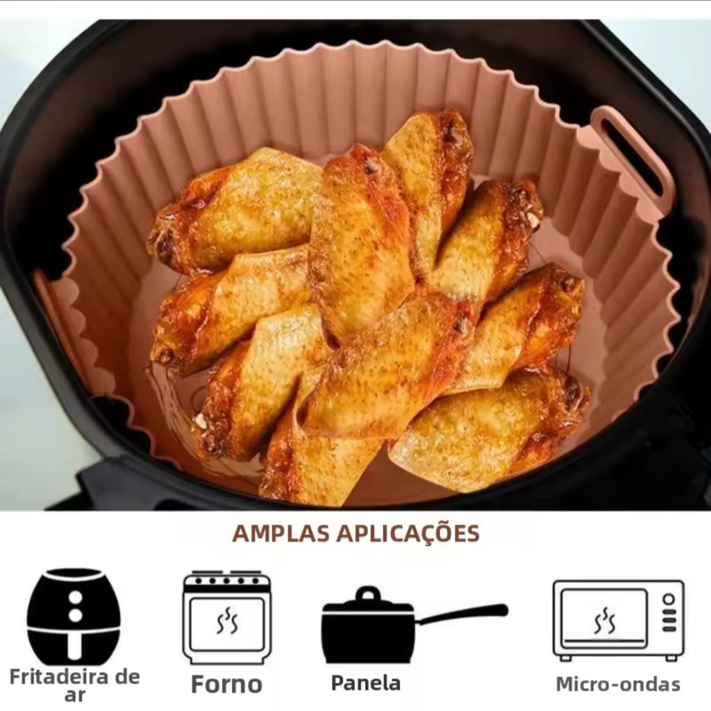 Forma de Silicone Reutilizável para Air Fryer e Forno – Praticidade Total!