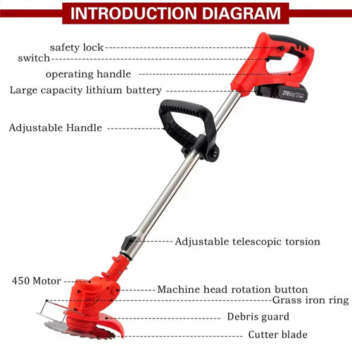 Cortador de Relva Elétrico Multifuncional 48V – Potência e Liberdade