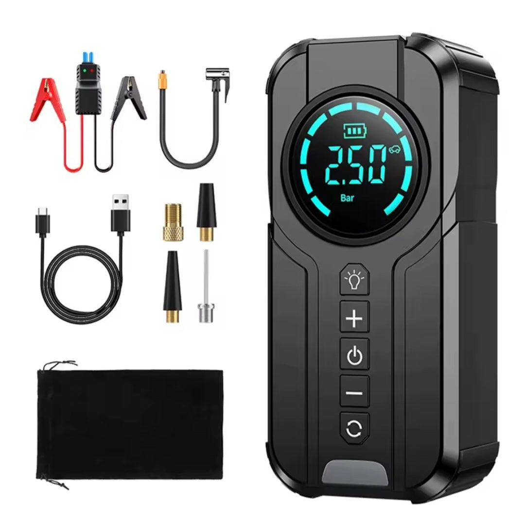 Jump Starter 4 em 1 – A Sua Central de Emergência Portátil